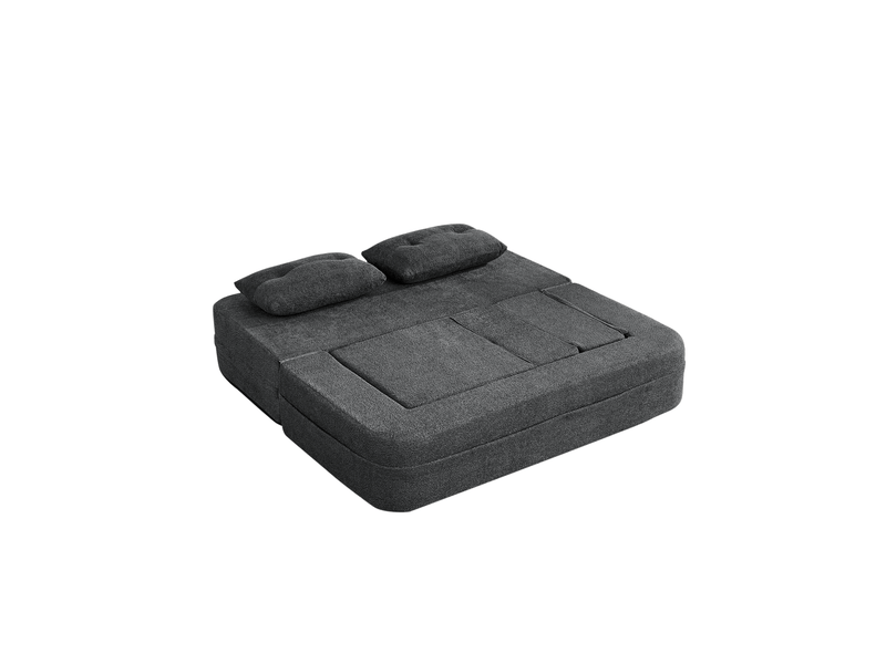 Canapé modulable 3 places, fauteuil pliable en tissu gris foncé - Conforama D