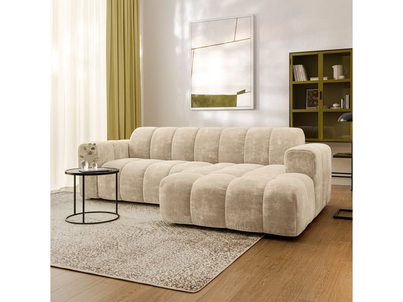 Canapé d'angle tisi, tissu chenille crème - Conforama B