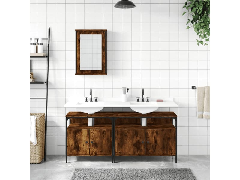 Ensemble de meubles de salle de bain 3 pcs chêne fumé - Conforama C