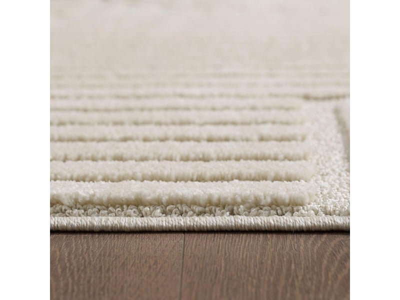  Tapis chambre 80 x 150 cm, motif géométrique en relief, crème, noor  - Conforama E