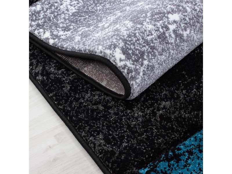 Carre - tapis géométrique à carreaux - noir et bleu 200 x 290 cm HAWAII2002901330TURKIS - Conforama D