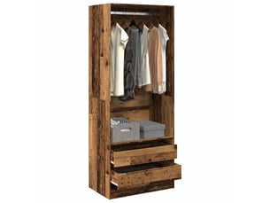 Garde-robe, armoire de rangement vieux bois 80x50x200 cm bois d'ingénierie shl80971