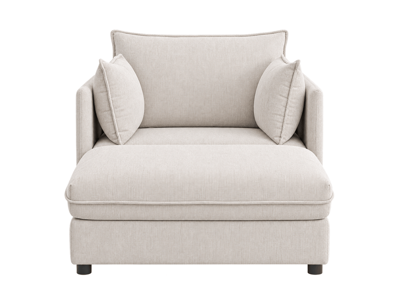 Canapé lounge 1 place moderne minimaliste avec pouf de rangement pour petits espaces  - Conforama A