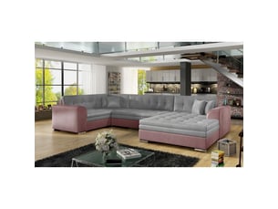 Canapé droit convertible MEUBLER DESIGN  7 places Tissu blanc