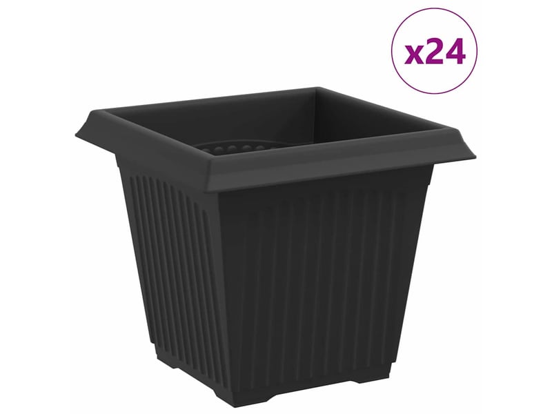  Jardinière - pot de fleurs carré 24 pcs noir 16 x 16 x 14 cm plastique  - Conforama A