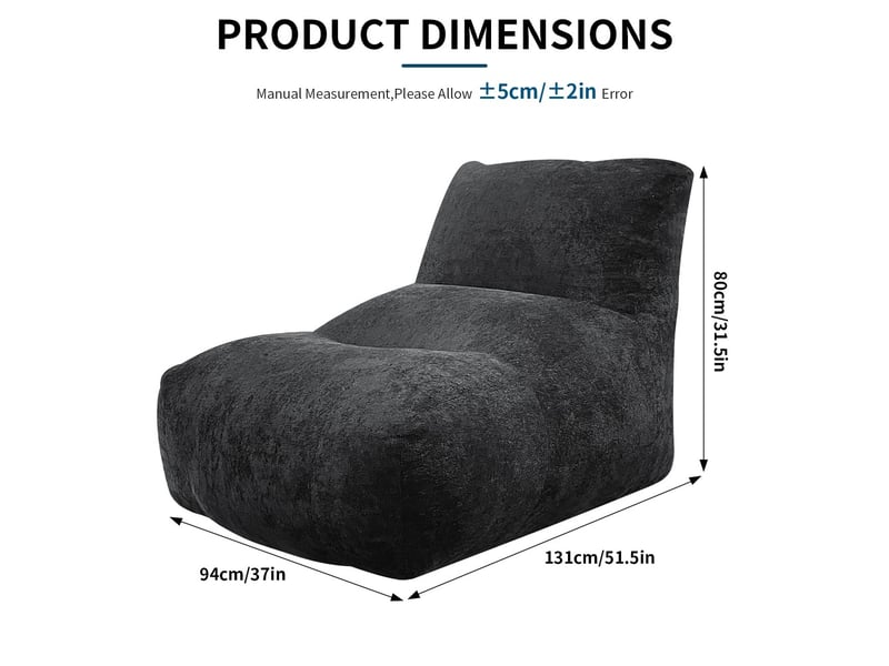  Pouf repose-pieds, coloris gris anthracite, dimensions : 94 x 131 x 80 cm  - Conforama C