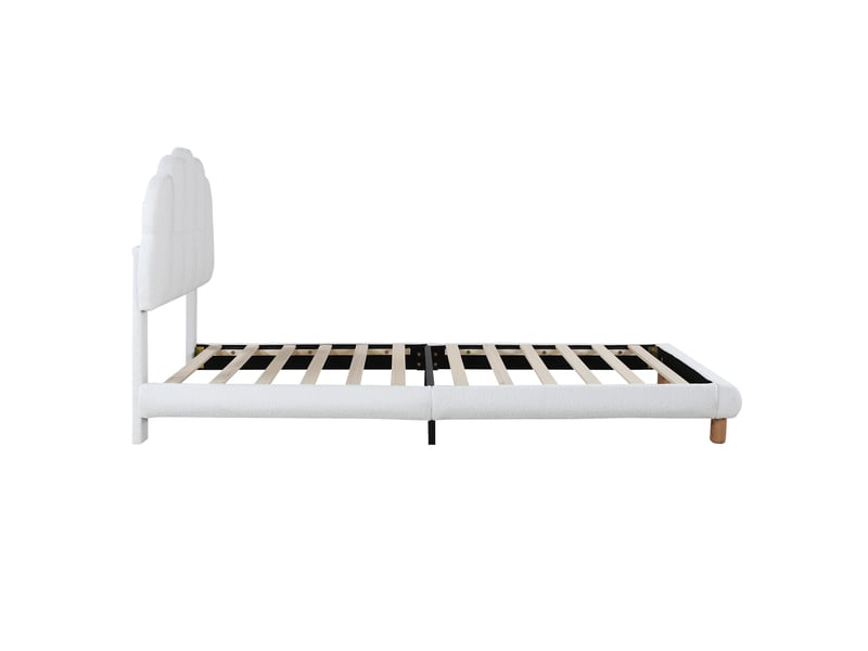 Lit simple enfant et ado rembourré blanc 90x200 cm avec sommier à lattes en bois - Conforama D