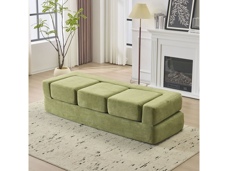 Canapé convertible, canapé-lit, en chenille, repose-pieds, mobilier pour espace de vie, pour salon et séjour - Conforama C