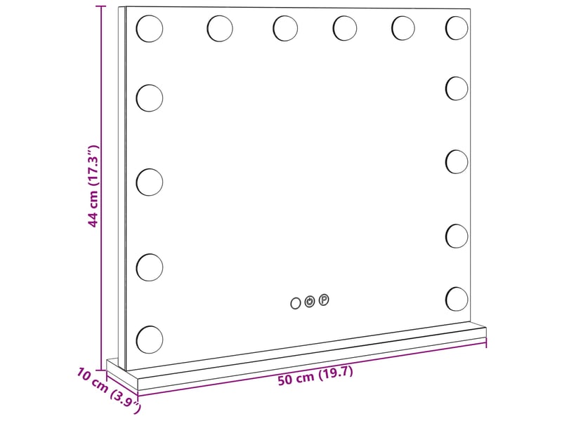 Miroir de coiffure led blanc 50 x 10 x 44 cm verre et acier cf62698 - Conforama E