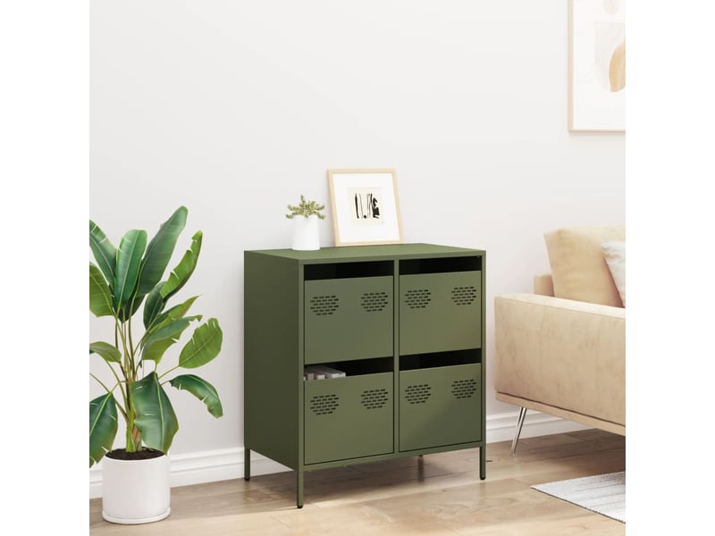  Buffet - bahut - meuble de rangement vert olive 68x39x73,5 cm acier laminé à froid  - Conforama C