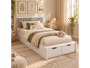 Lit avec rangement 90x200 cm <strong></strong>  <strong></strong> coloris blanc