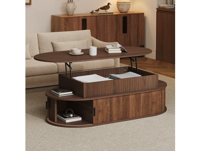  Table basse relevable avec rangement 100 x 50 cm effet noyer evryae  - Conforama B