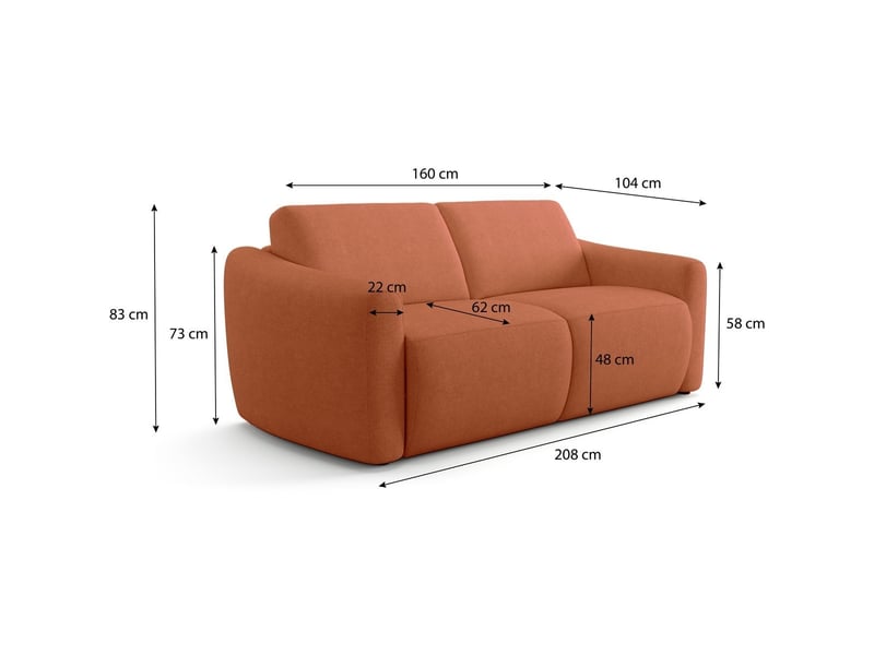  Canapé droit convertible 3 places en tissu chenille terracotta - ouverture express - suzie Suzie - Conforama D