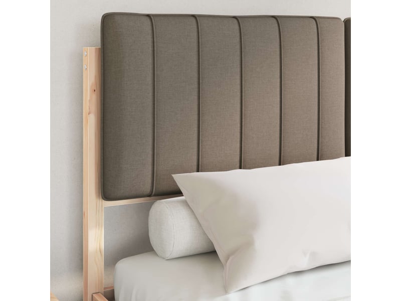  Lit double- lit adulte -  cadre de lit avec tête de lit rembourrée taupe 135 x 190 cm  - Conforama B