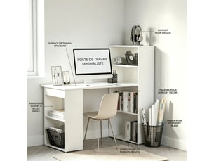 Bureau enfant 120 cm coloris blanc