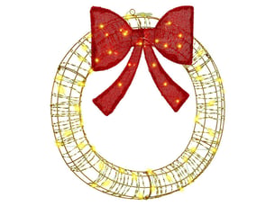 Couronne de noël, décoration de noël blanc chaud 75 x 75 x 8 cm pet 60 led cf61767