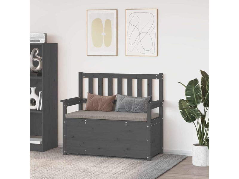  Banc d'entrée, banc d'intérieur gris 112,5x51,5x96,5 cm bois de pin massif  - Conforama B