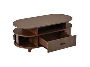 Table basse ovale coloris bois foncé MAISENTIEL  - 50 cmx100 cm