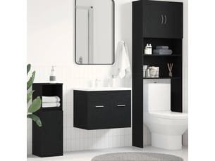 Meuble sous-vasque salle de bain en chêne noir 60x38.5x46cm bois d'ingénierie