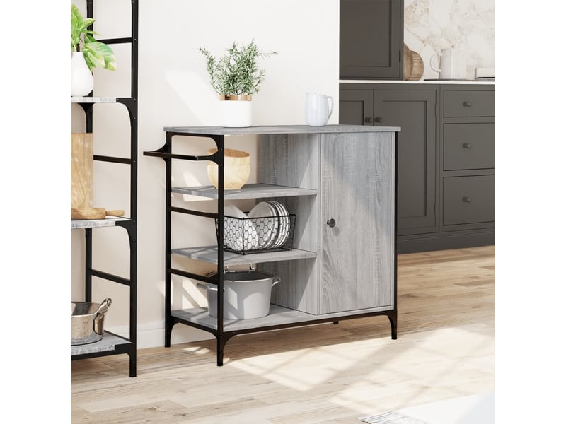 Desserte de cuisine, chariot de rangement sonoma gris 87,5x38,5x84,5cm bois ingénierie - Conforama D