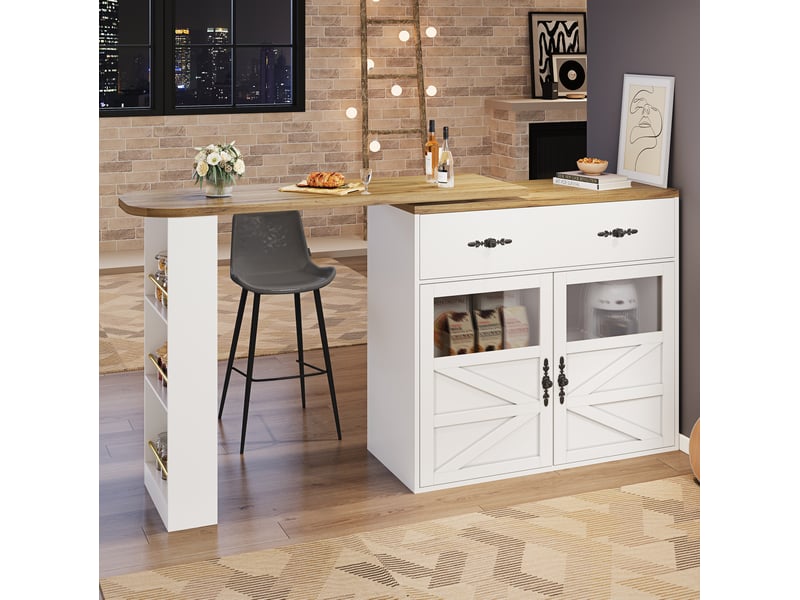  Table de bar extensible 138-204x39x104 cm pivotante mdf blanc  - Conforama C