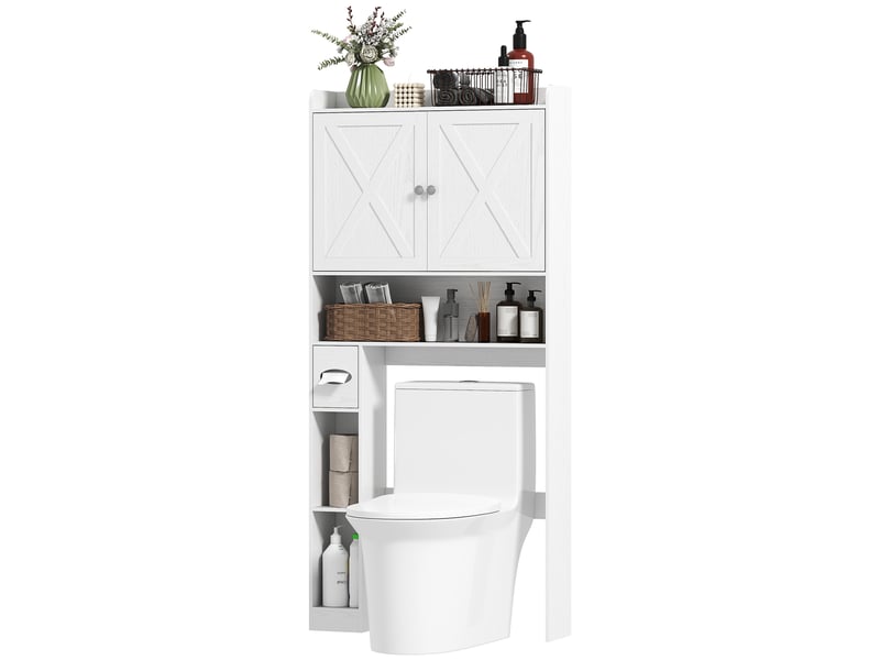  Meuble wc dessus de toilette avec placard et porte-papier blanc 81,5 x 19,6 x 172 cm  - Conforama B