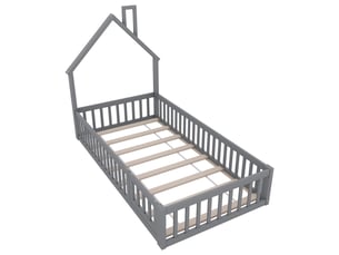 Lit cabane 90x200 cm BIQZUYA   coloris gris