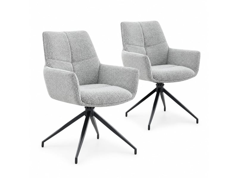  Lot de 2 chaises de salle à manger pivotantes,48x50x85 cm,tissu,gris beige  - Conforama A