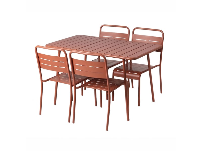 Ensemble table de jardin 120 cm et 4 chaises terracotta bergame  - Conforama A