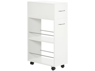 Chariot de cuisine avec 1 tiroir et 2 étagères ouvertes sur roulettes pour blanc 25 x 50 x 85 cm