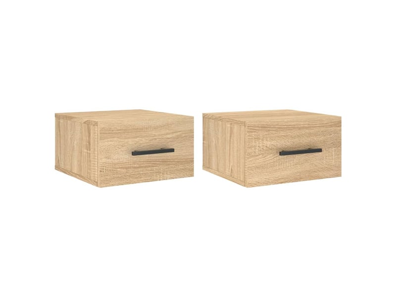  Lot de 2 tables de chevet - cabinet de chevet - table de nuit murales chêne sonoma 35x35x20 cm  - Conforama A