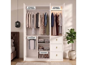 Coiffeuse avec miroir led dimmable et rangement bijoux rotatif, table de maquillage blanche 115x40x142 cm