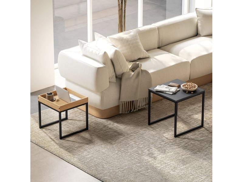  Lot de 2 tables basses gigognes carrées 45x45x45 cm et 40x40x40 cm noires  - Conforama C