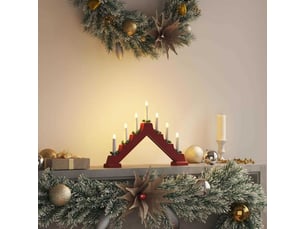 Pont de bougie de noël rouge 39.5 x 5 x 29 cm pin massif cf62262