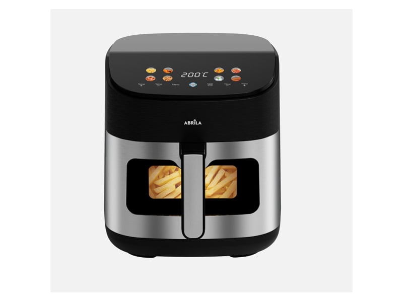  Friteuse à air fabrilamp tucuman 6,5 l 1600 w double résistance 10 programmes fenêtre écran tactile noire et inox 275418159 - Conforama C