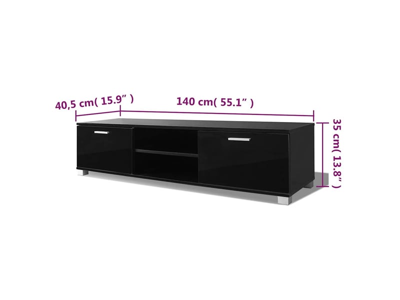  Meuble tv - banc tv - meuble de rangement noir brillant 140x40,5x35 cm  - Conforama E