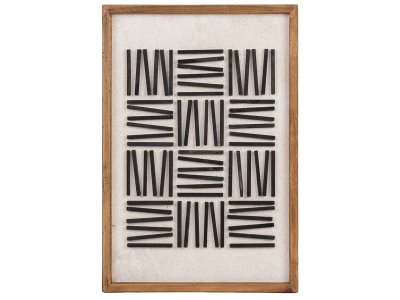  Tableau artisanal en bois recyclé relief noir et blanc 42x4x62 cm h  - Conforama B