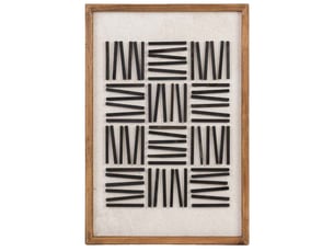 Tableau artisanal en bois recyclé relief noir et blanc 42x4x62 cm h