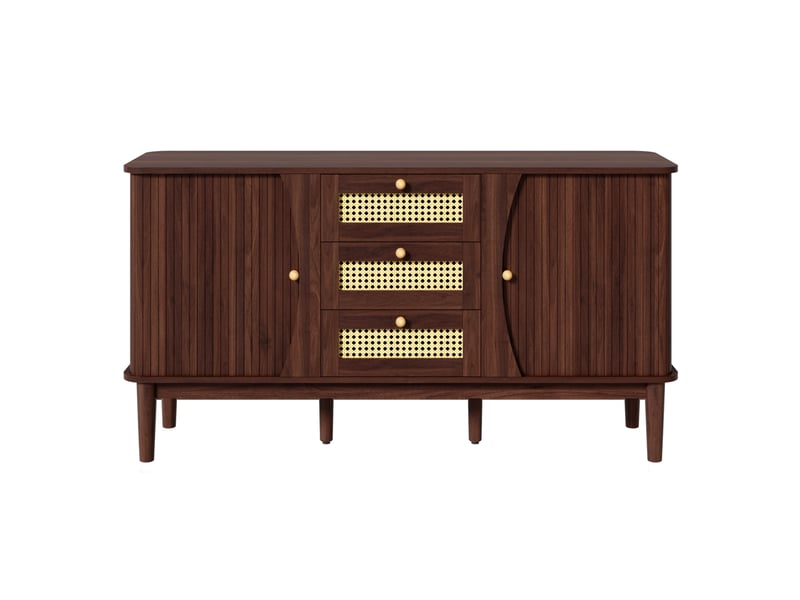  Buffet bas 3 tiroirs et portes coulissantes 141 cm evryae  - Conforama B