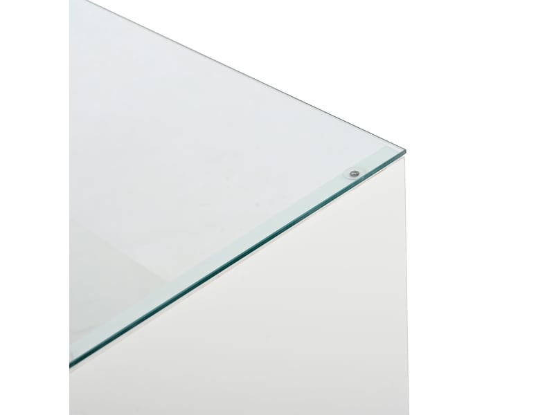  Table basse avec 2 tiroirs, niches et led pour salon 105×50×35 cm en panneaux de particules blanc  - Conforama D