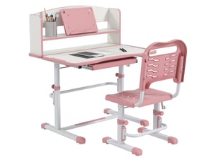 Ensemble bureau enfant avec chaise réglable en hauteur et plateau inclinable, 6-12 ans, rose