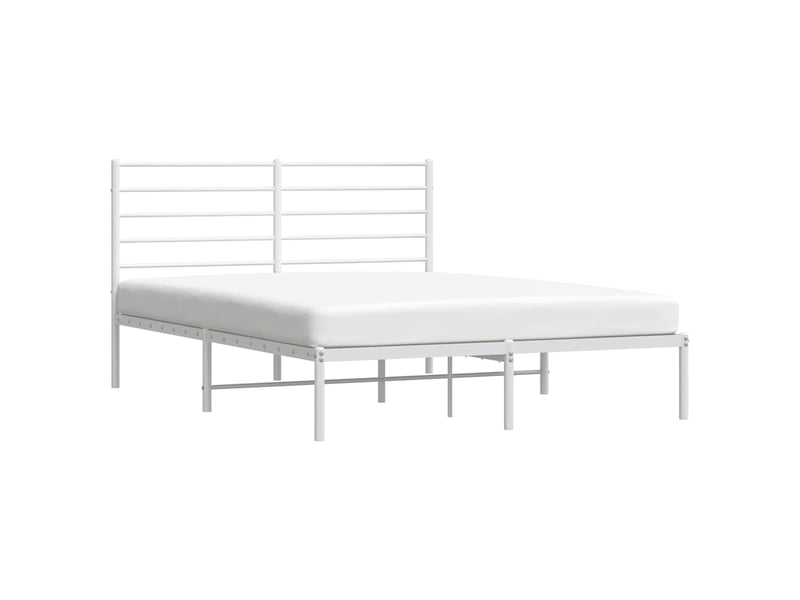 Lit double- lit adulte - cadre de lit métal sans matelas et tête de lit blanc 150x200 cm - Conforama D