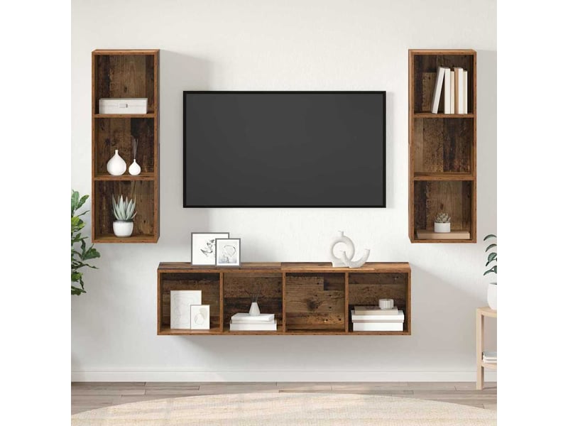 Ensemble meuble tv - banc tv - meuble de rangement 3 pcs bois ancien bois d'ingénierie - Conforama D