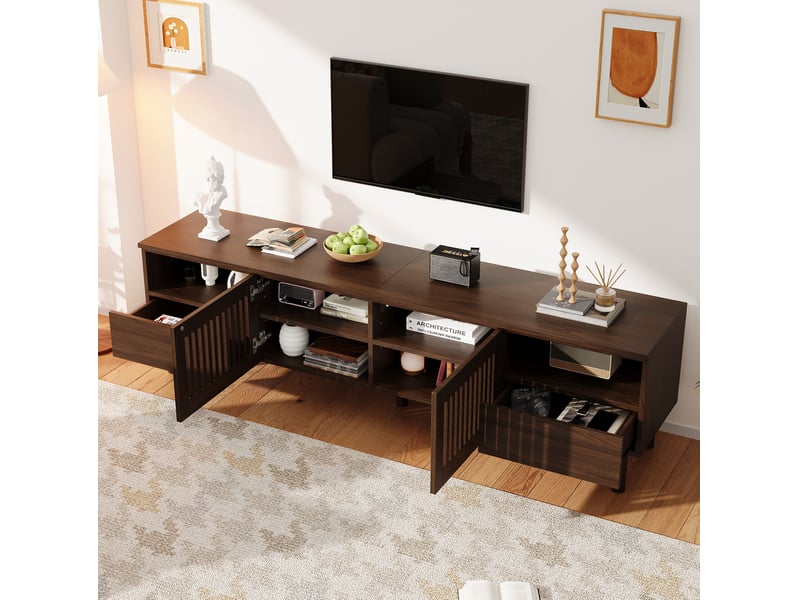  Meuble tv 180 cm - 2 portes et 2 tiroirs - mdf coloris noyer  - Conforama B