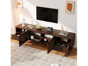 Meuble tv coloris bois foncé 180 cm <strong>MODFU</strong>  <strong></strong>