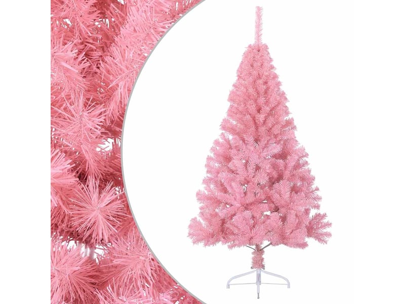  Demi sapin de noël, arbre de noël artificiel avec support rose 150 cm pvc  - Conforama D