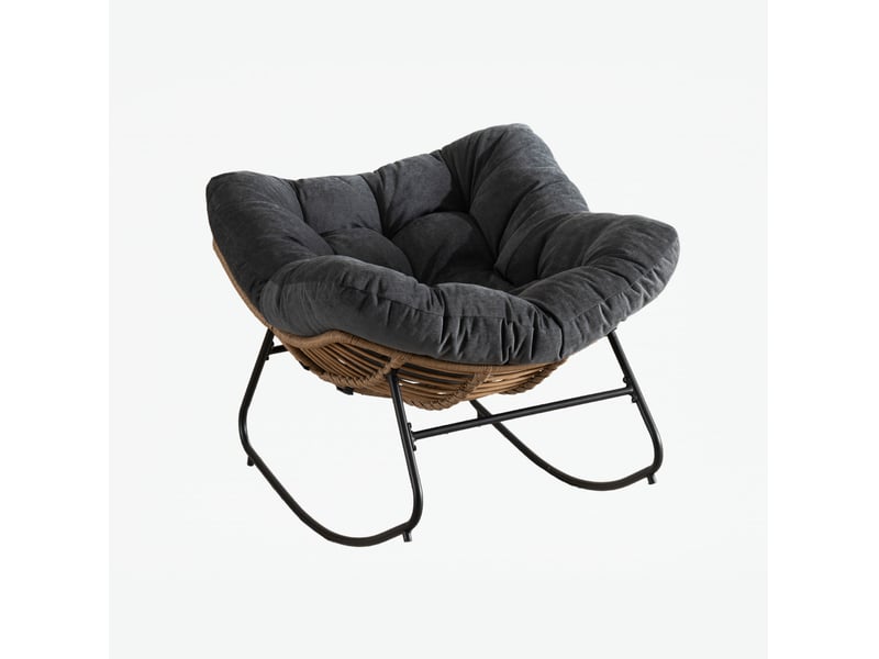  Fauteuil à bascule ergonomique en chenille noir  - Conforama A