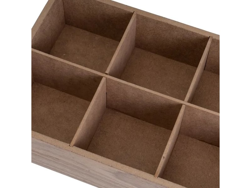  Lot de 2 boîte de rangement vitrée multifonctions à 6 compartiments en mdf effet bois - longueur 24 x profondeur 16 x hauteur 7 cm  - Conforama D