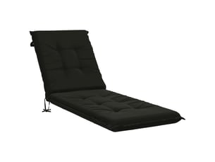 Coussin de transat, coussin pour bain de soleil gemert 100 % polyester noir 190 x 60 x 9 cm cf56172