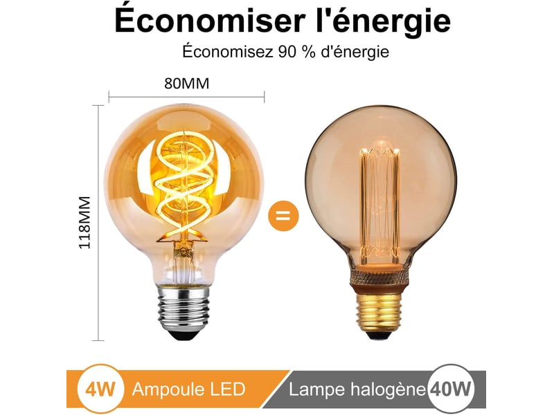 4 ampoules e27 g80 4w 2200k 260lm dimmable - Conforama C